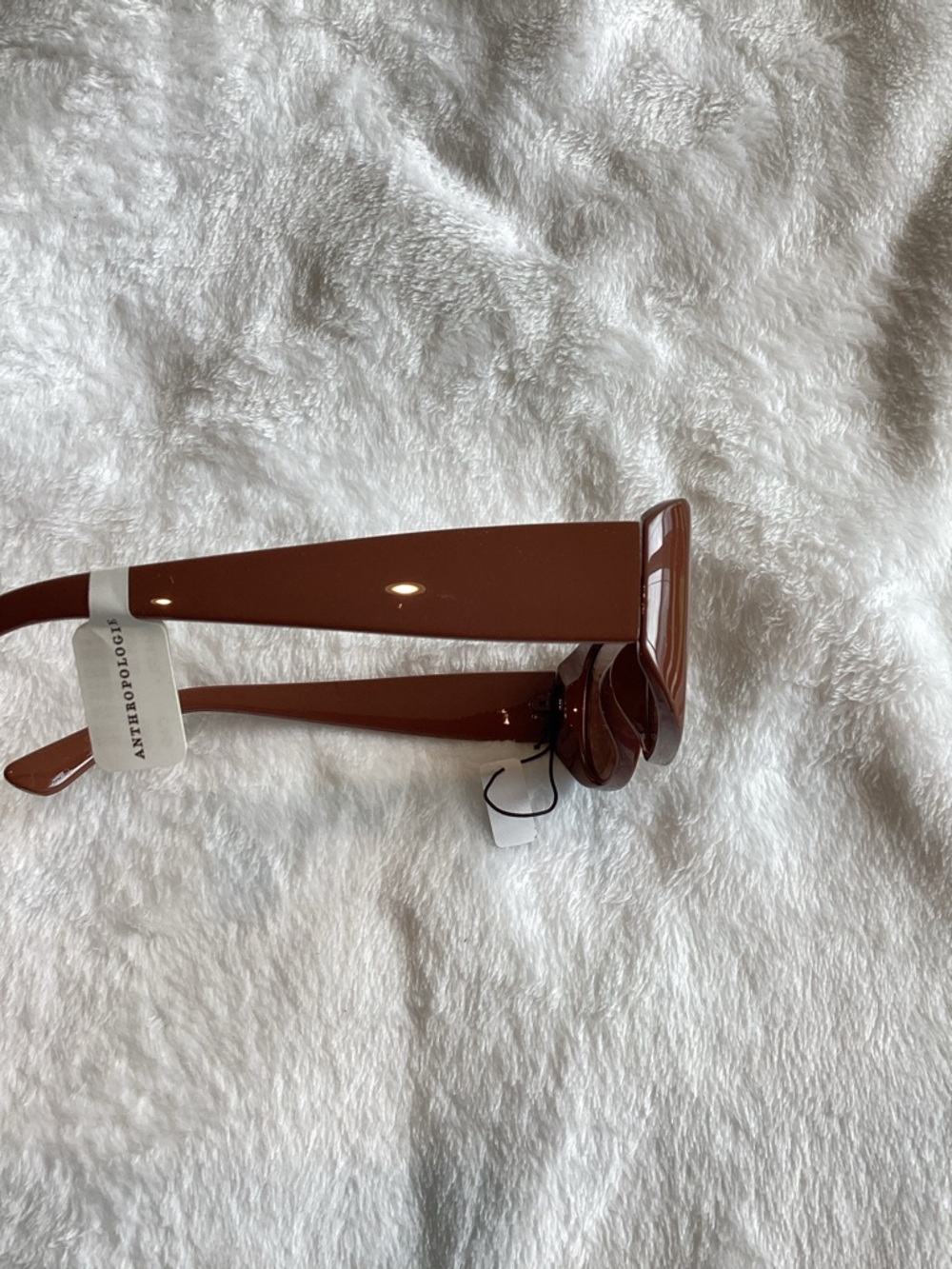 Anthropologie Flat Rectangle Sunglasses Elite Eyewear UV Polycarbonate New Mocha - Picture 9 of 11